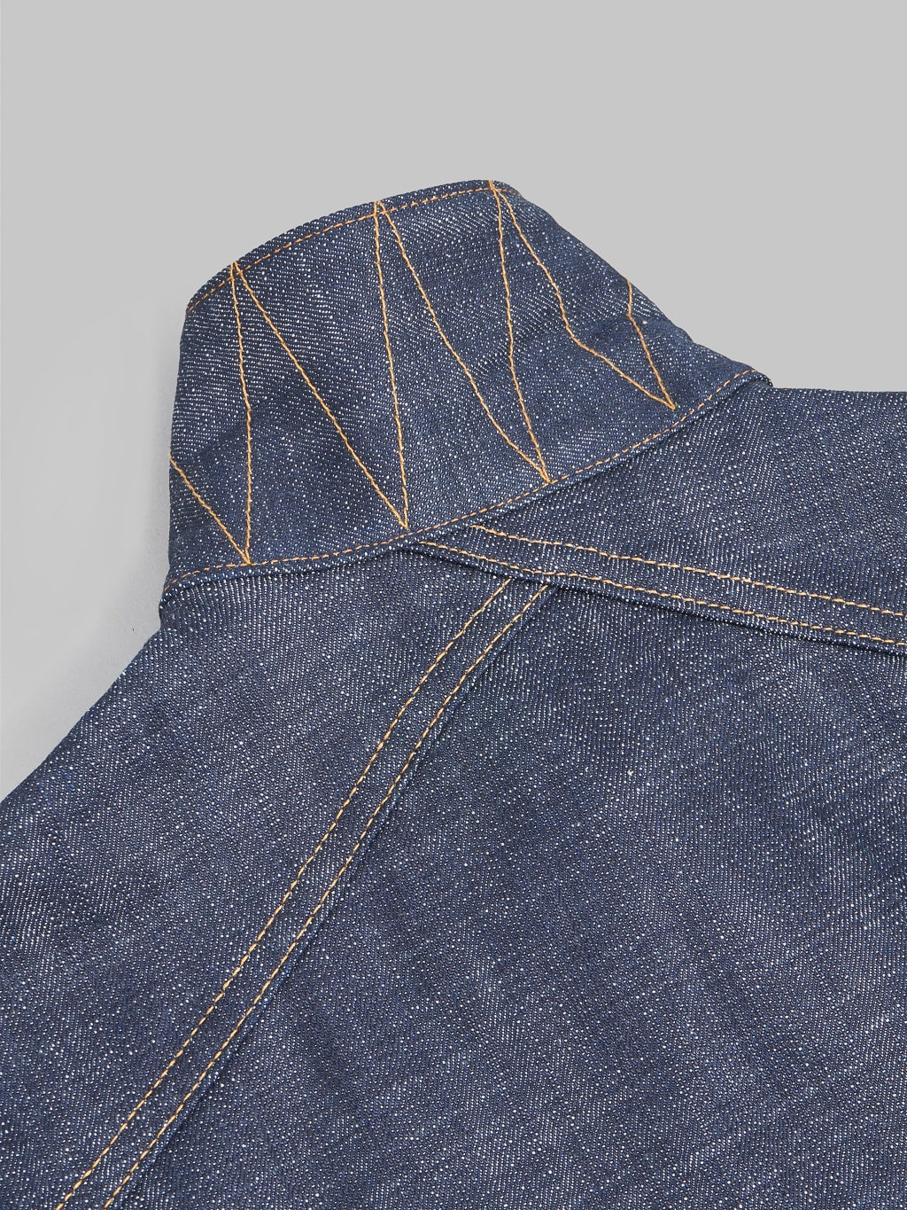 3sixteen 20th Anniversary Natural Indigo Type 3s Denim Jacket  back collar stitching