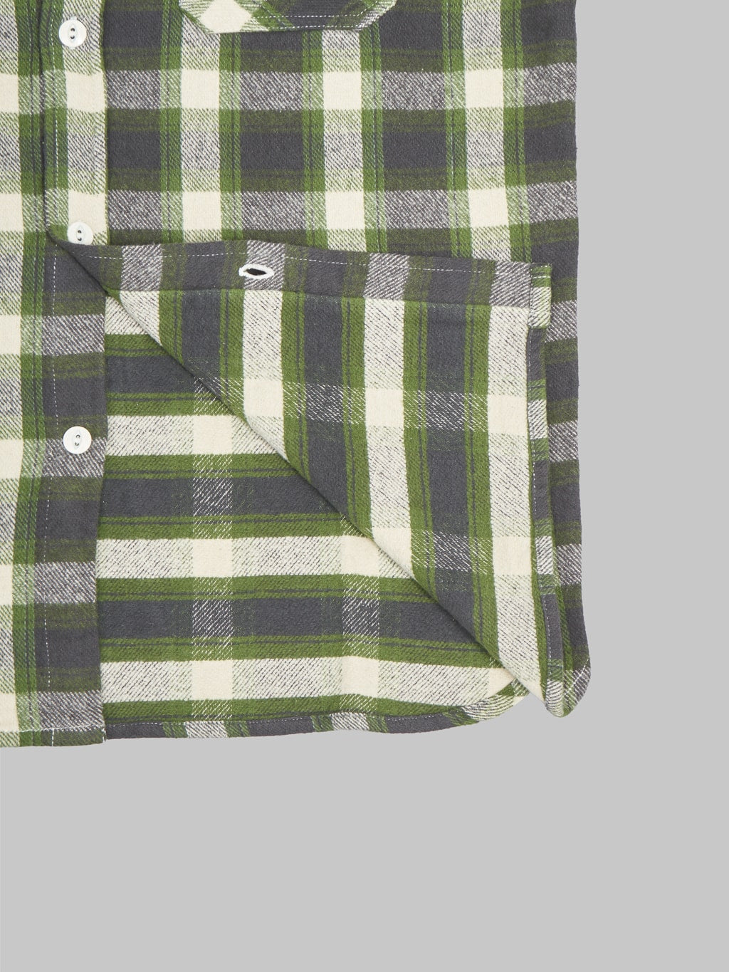 3sixteen Crosscut Flannel Emerald Shaggy Check interior