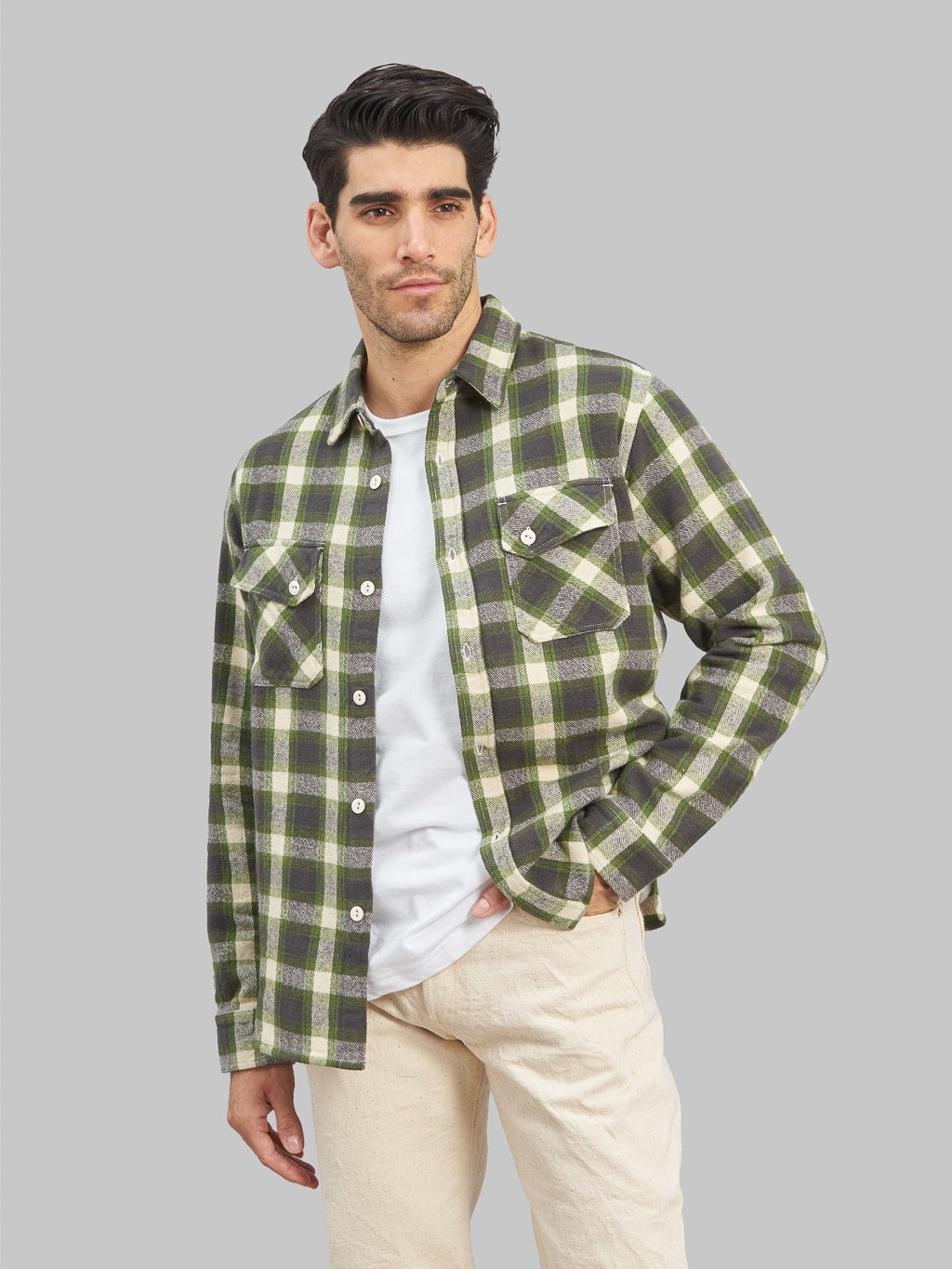 3sixteen Crosscut Flannel Emerald Shaggy Check style