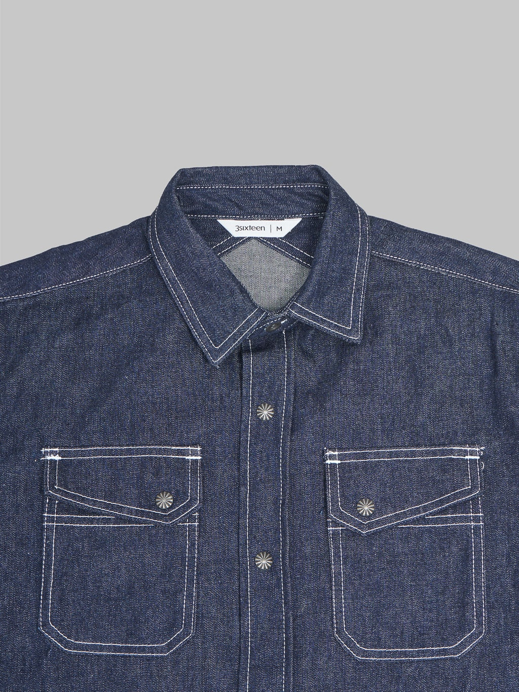 3sixteen Crosscut Western Indigo Denim Shirt front details