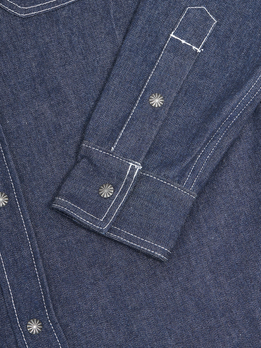 3sixteen Crosscut Western Indigo Denim Shirt cuff closeup