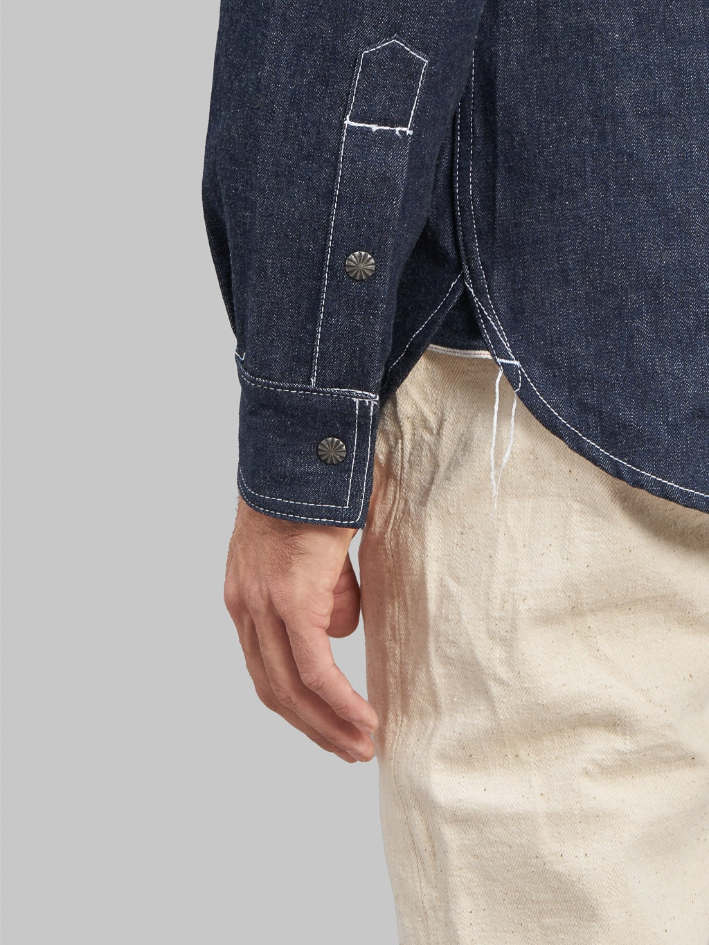 3sixteen Crosscut Western Indigo Denim Shirt cuff