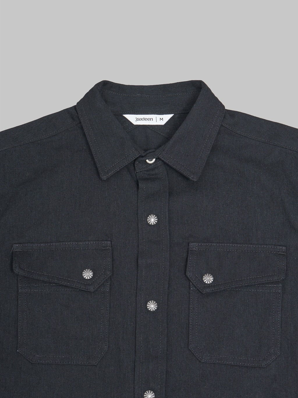 3sixteen Crosscut Western black Denim Shirt front details