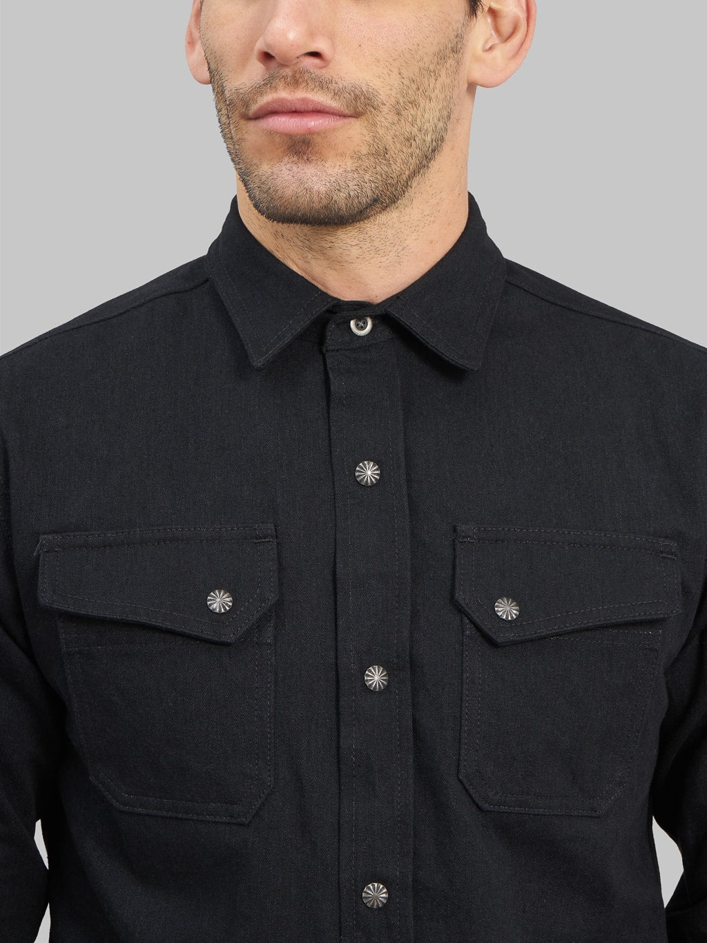 3sixteen Crosscut Western black Denim Shirt chest pockets