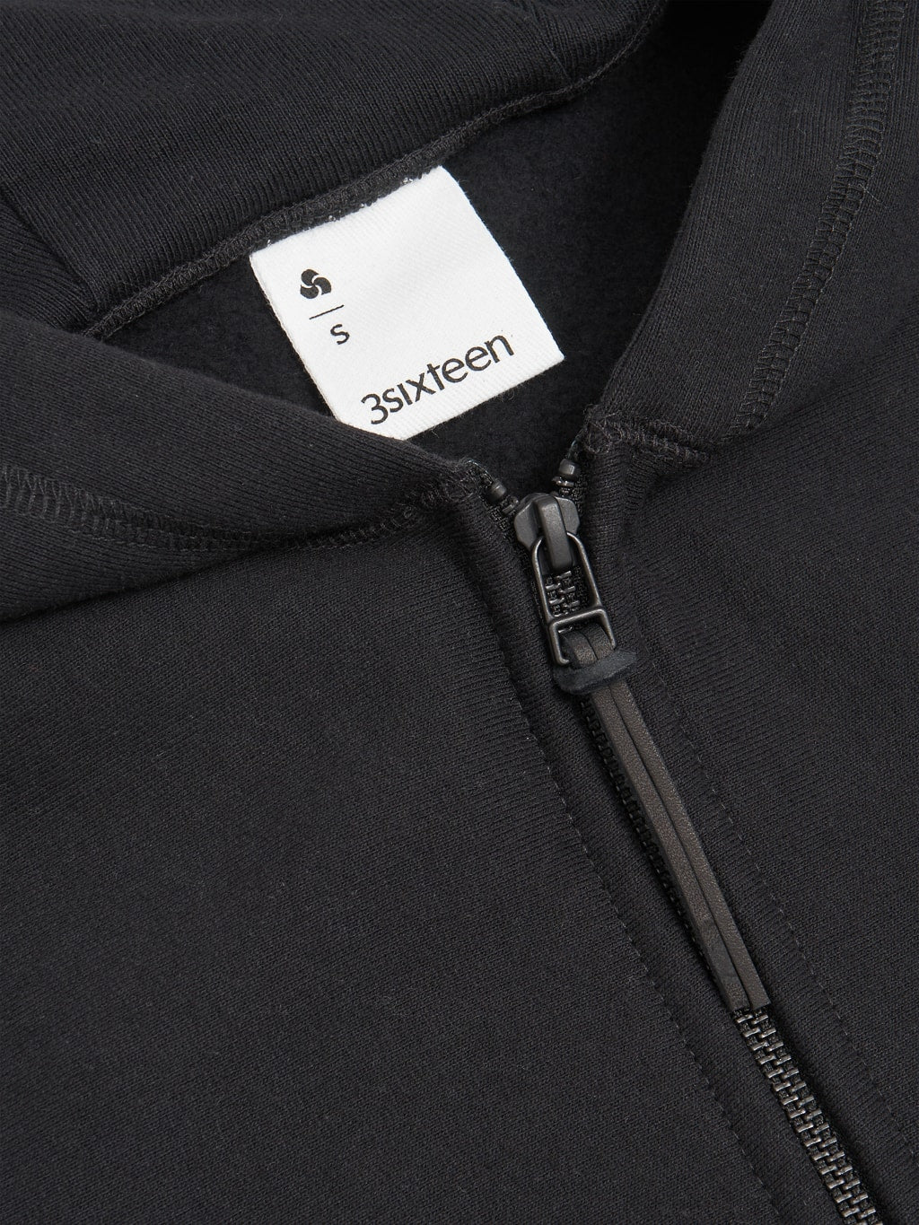 3sixteen Heavyweight Zip Hoody black double zipper