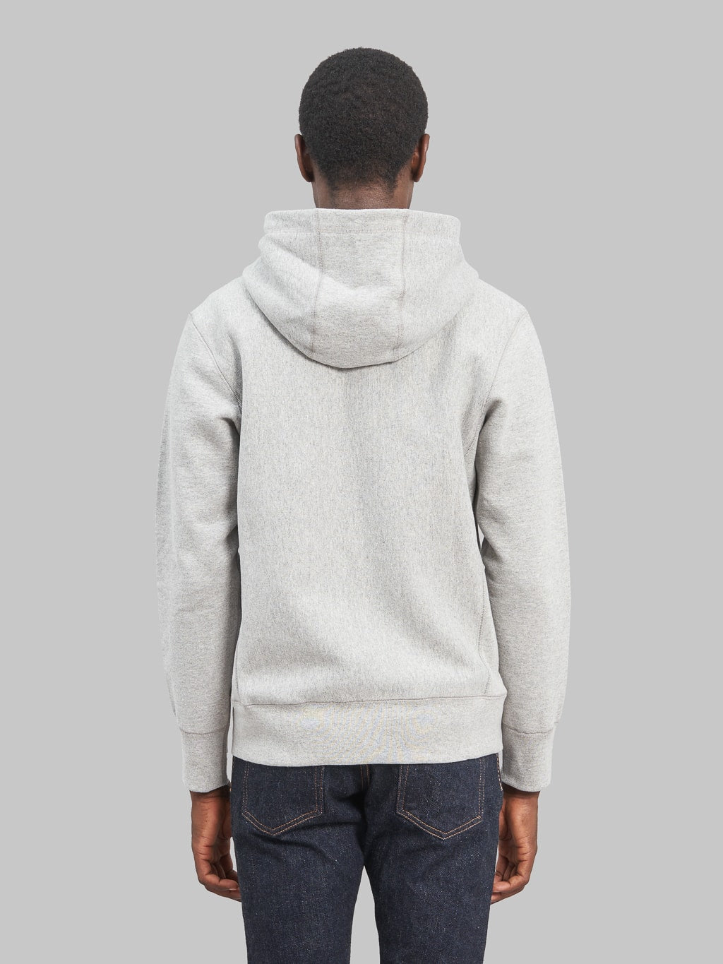 3sixteen Heavyweight Zip Hoody grey back fit