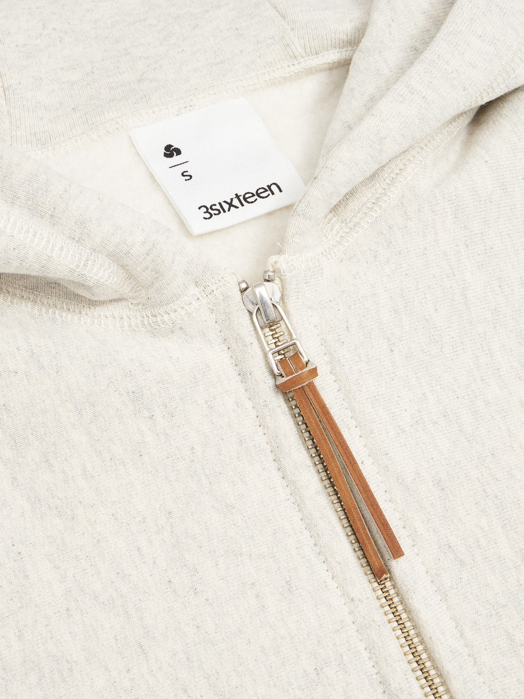 3sixteen Heavyweight Zip Hoody oatmeal collar