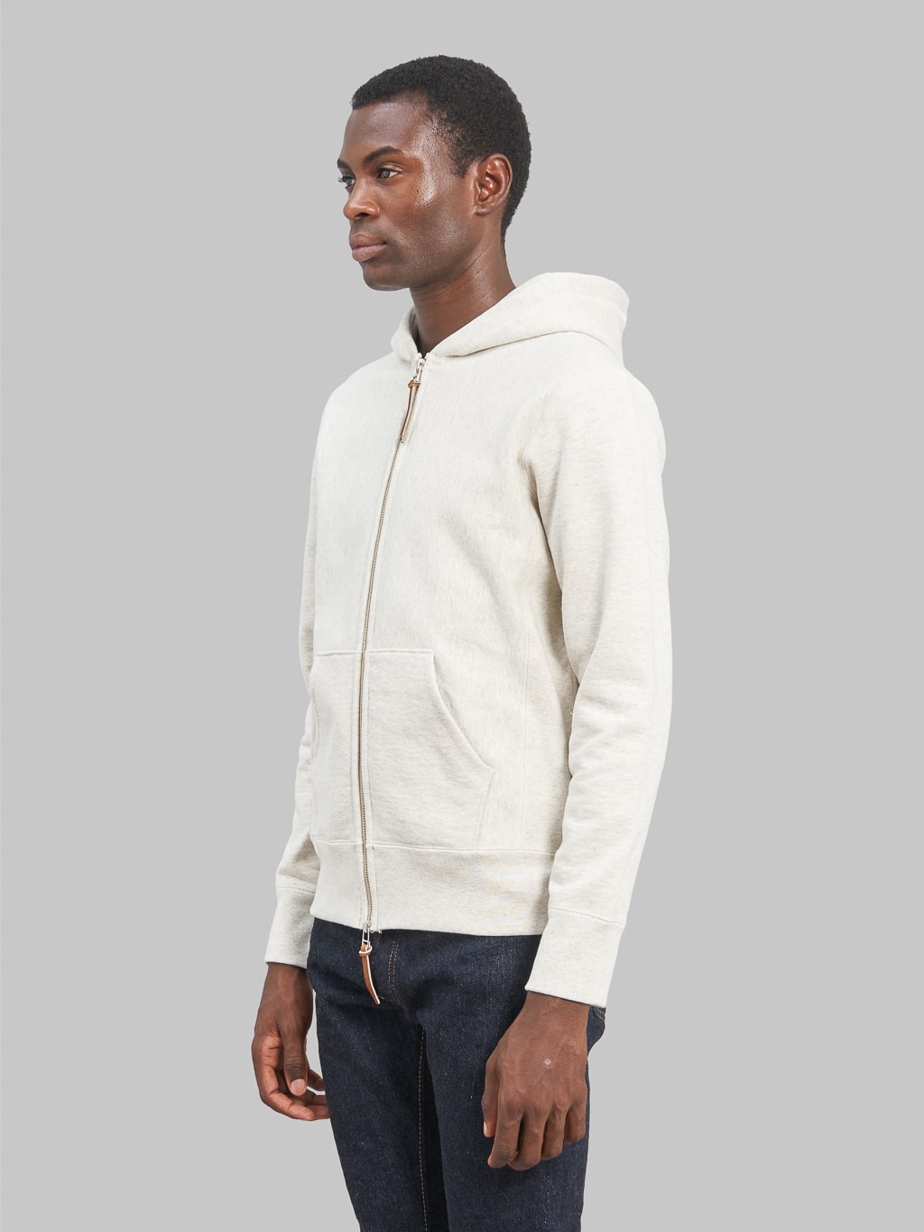 3sixteen Heavyweight Zip Hoody oatmeal model side fit