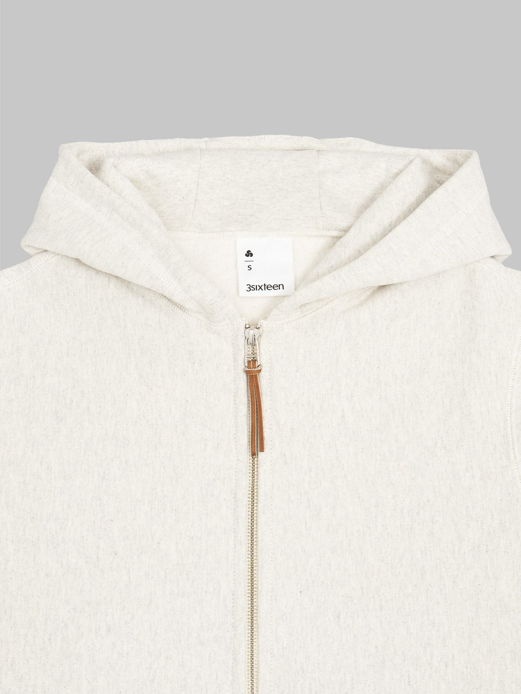 3sixteen Heavyweight Zip Hoody oatmeal ykk zipper