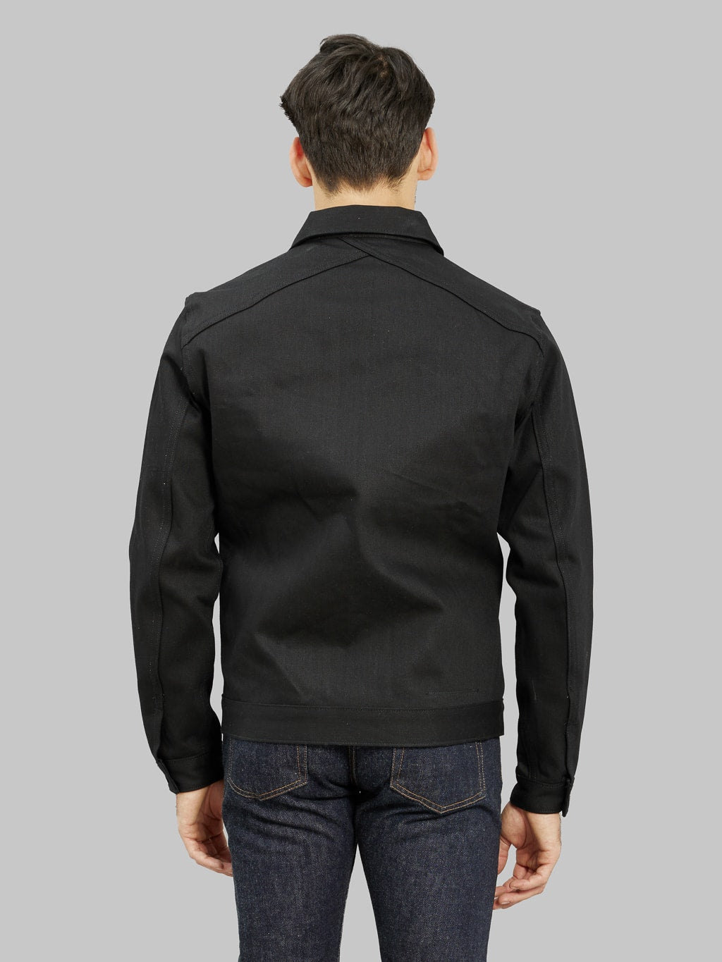 3sixteen type III denim jacket double black model back fit