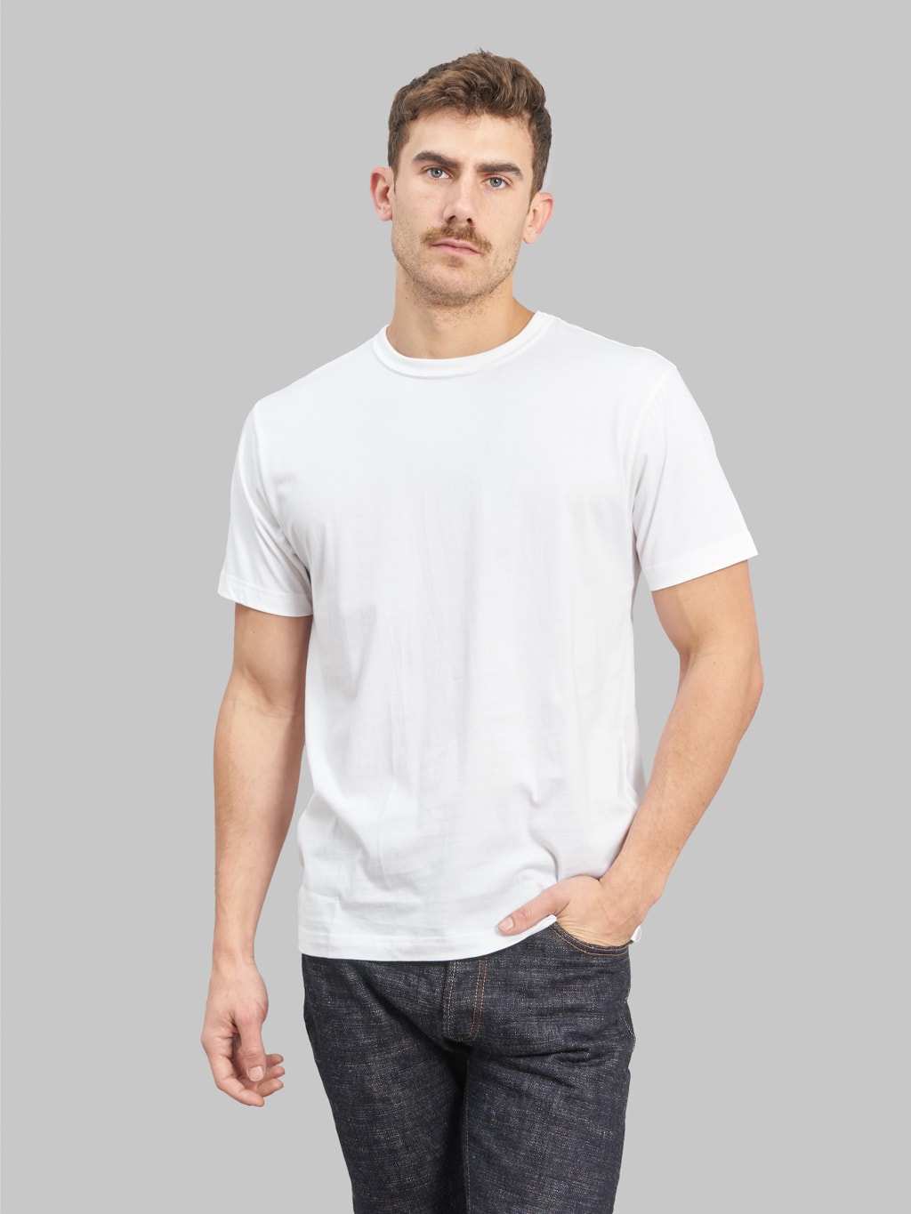 3sixteen pima tshirt white 2 pack relaxed model front fit
