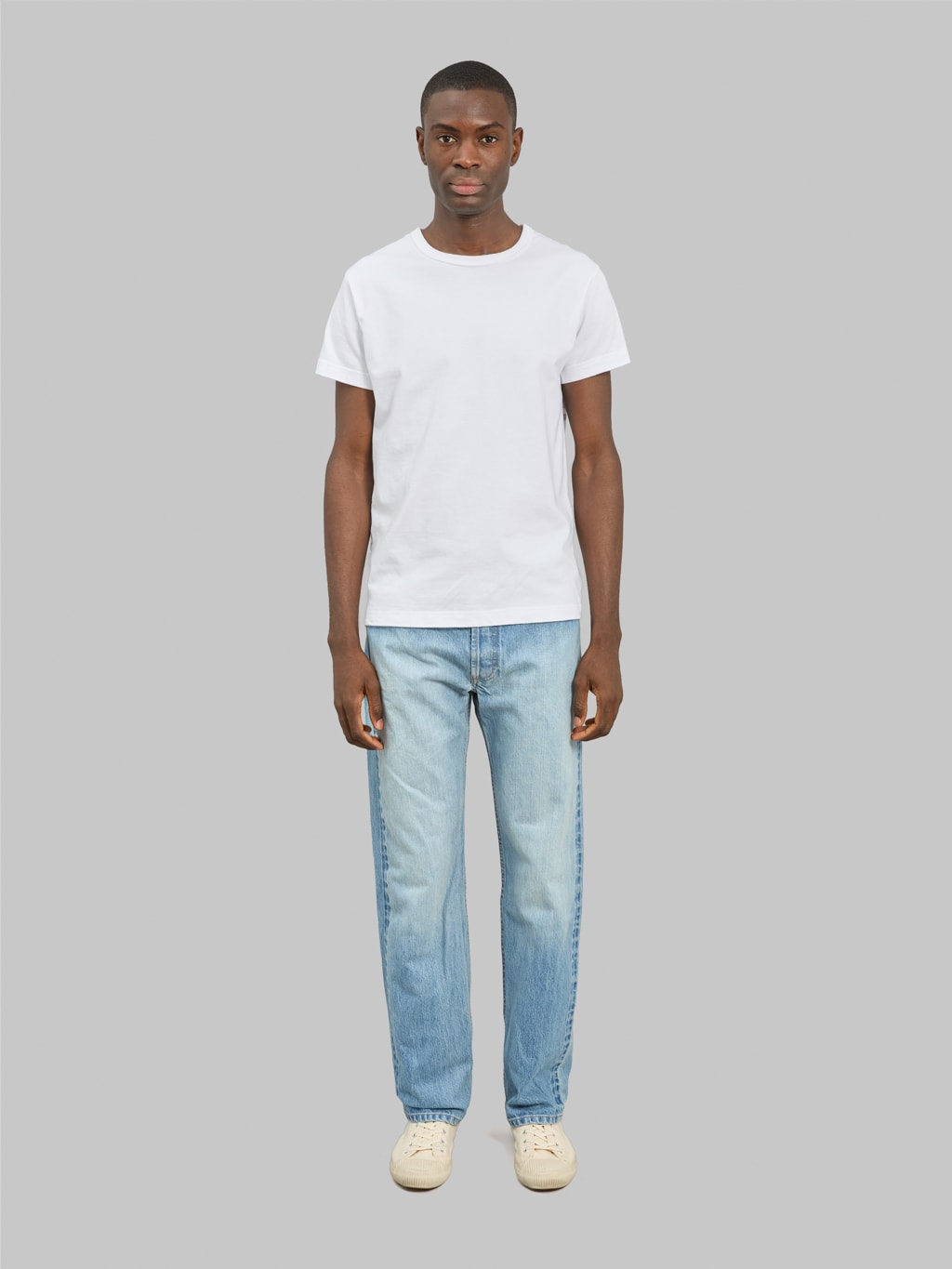 3sixteen rs 100xv indigo selvedge vintage wash relaxed straight jeans front look