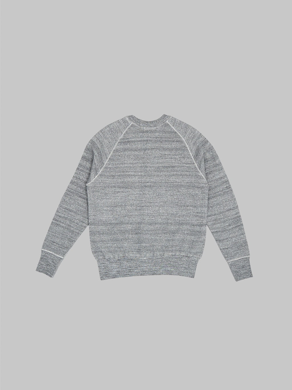 Denime By Warehouse loopwheel Needle Raglan Sweatshirt Dark Heather Grey back fit