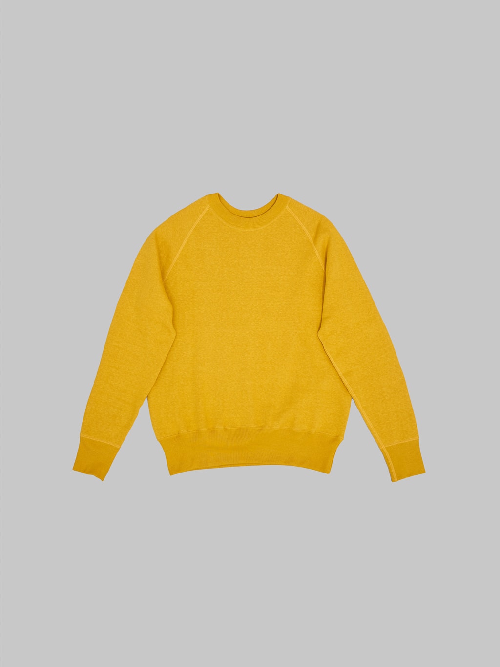 Denime By Warehouse loopwheel Needle Raglan Sweatshirt Dark Heather yellow front
