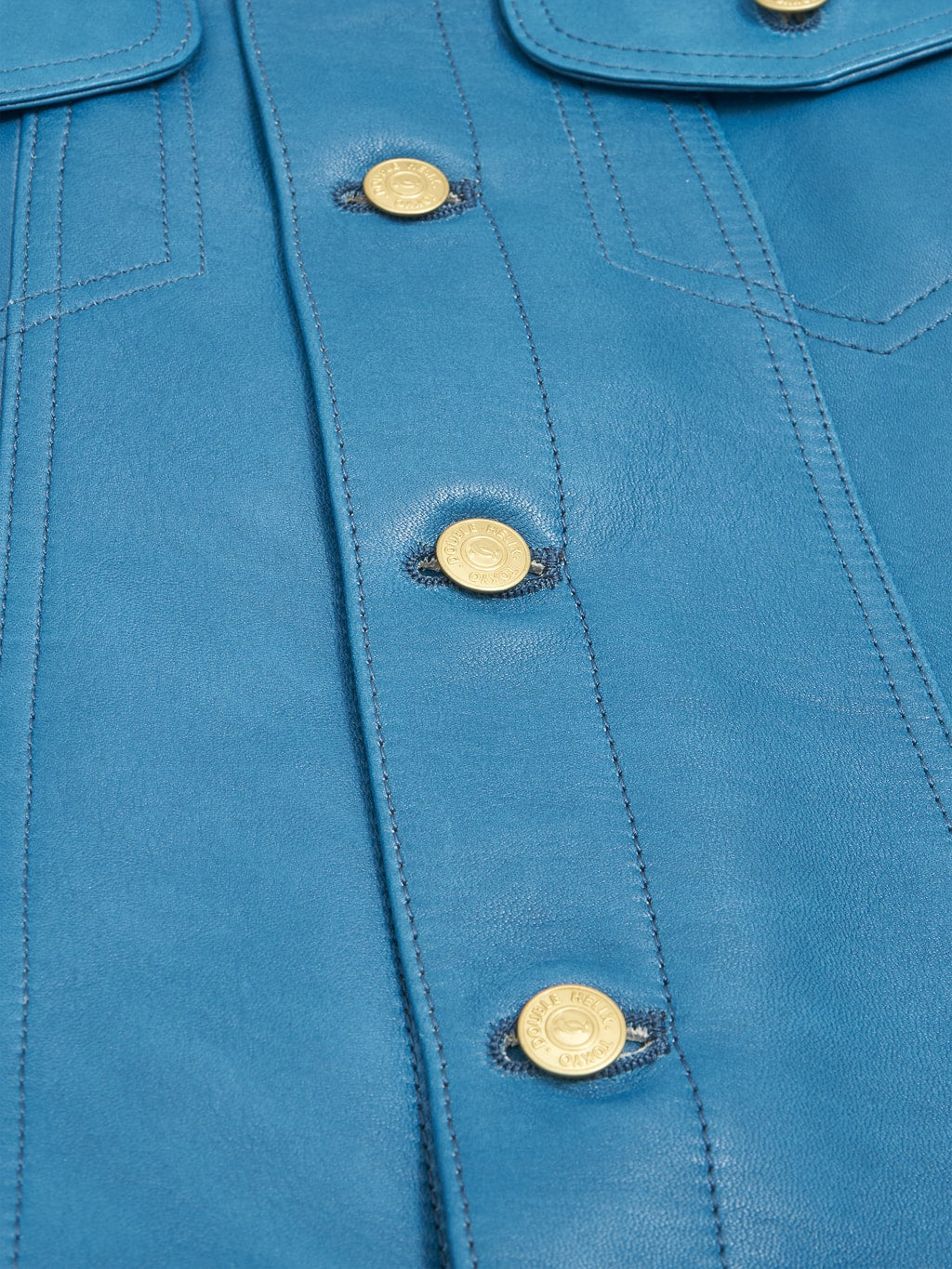 Double Helix Western Pioneer Indigo Dyed Horsehide type 3 Jacket closeup