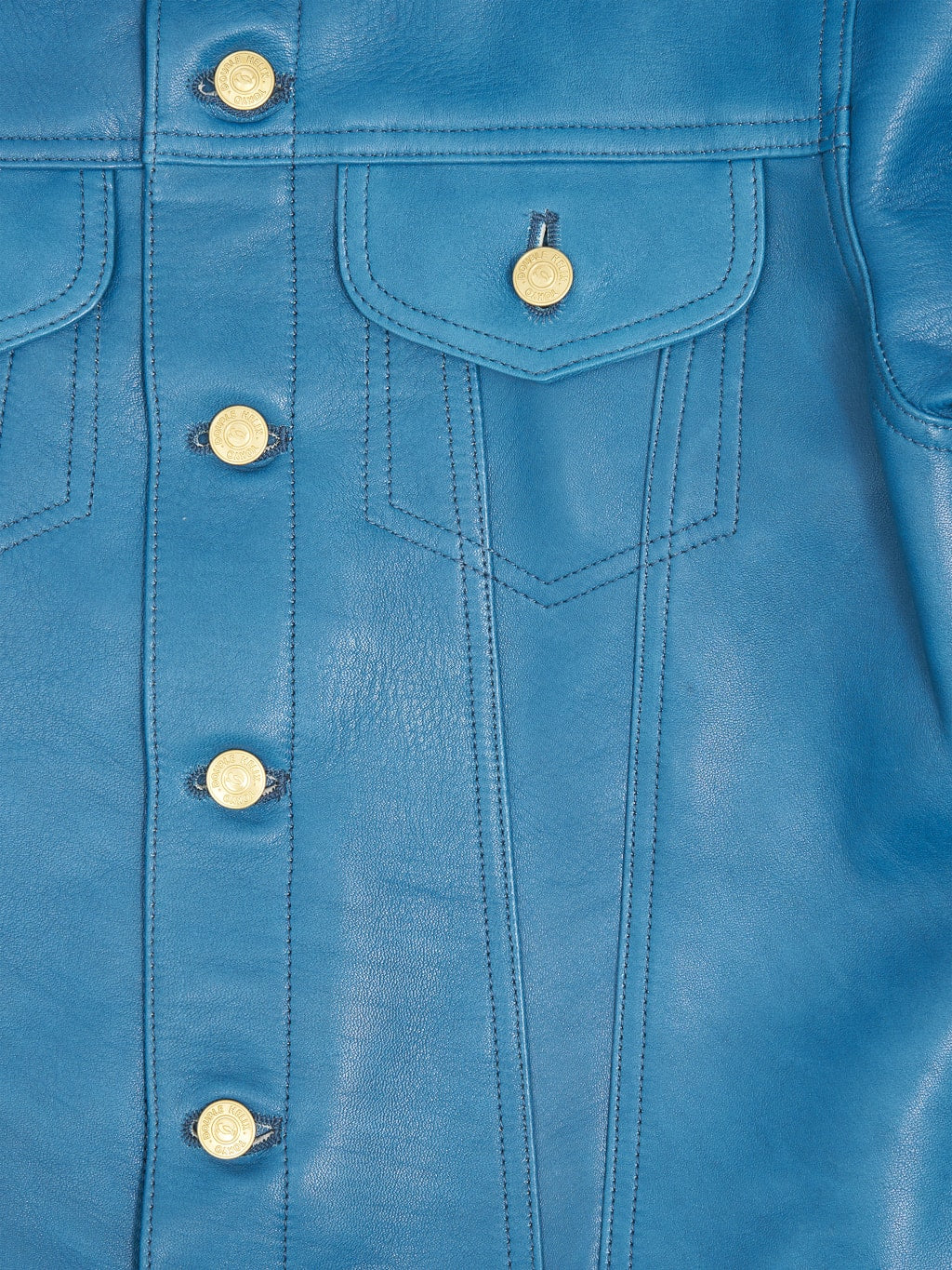 Double Helix Western Pioneer Indigo Dyed Horsehide type 3 Jacket brass buttons