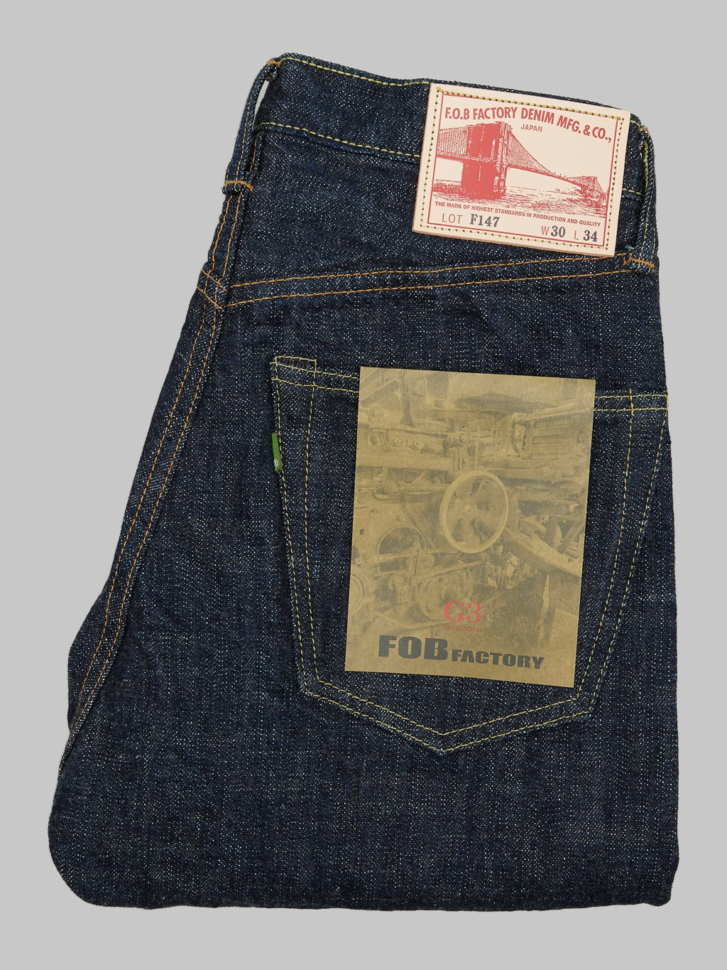 Fob factory slim straight jeans back view