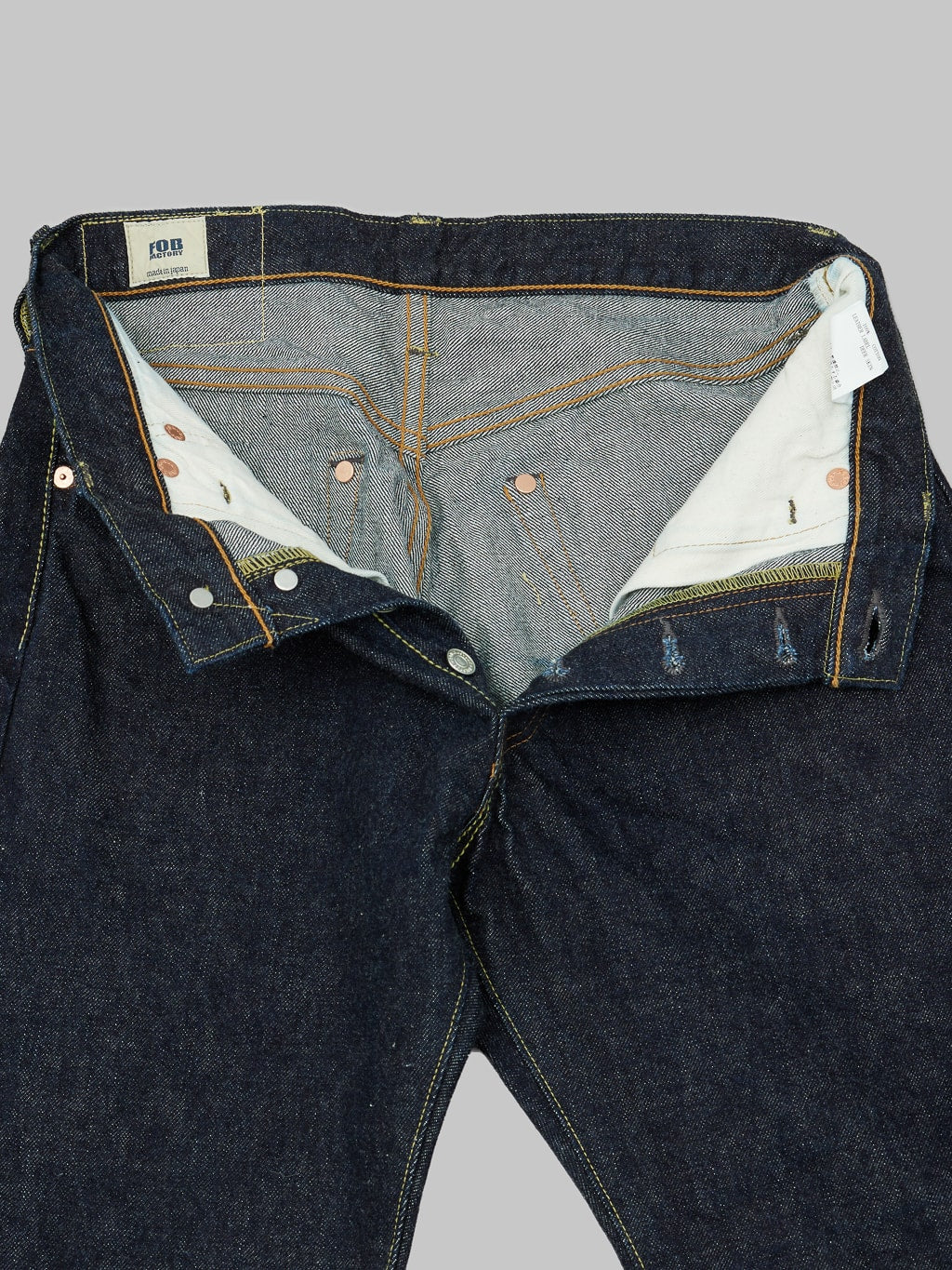 Fob factory slim straight denim jeans weft interior