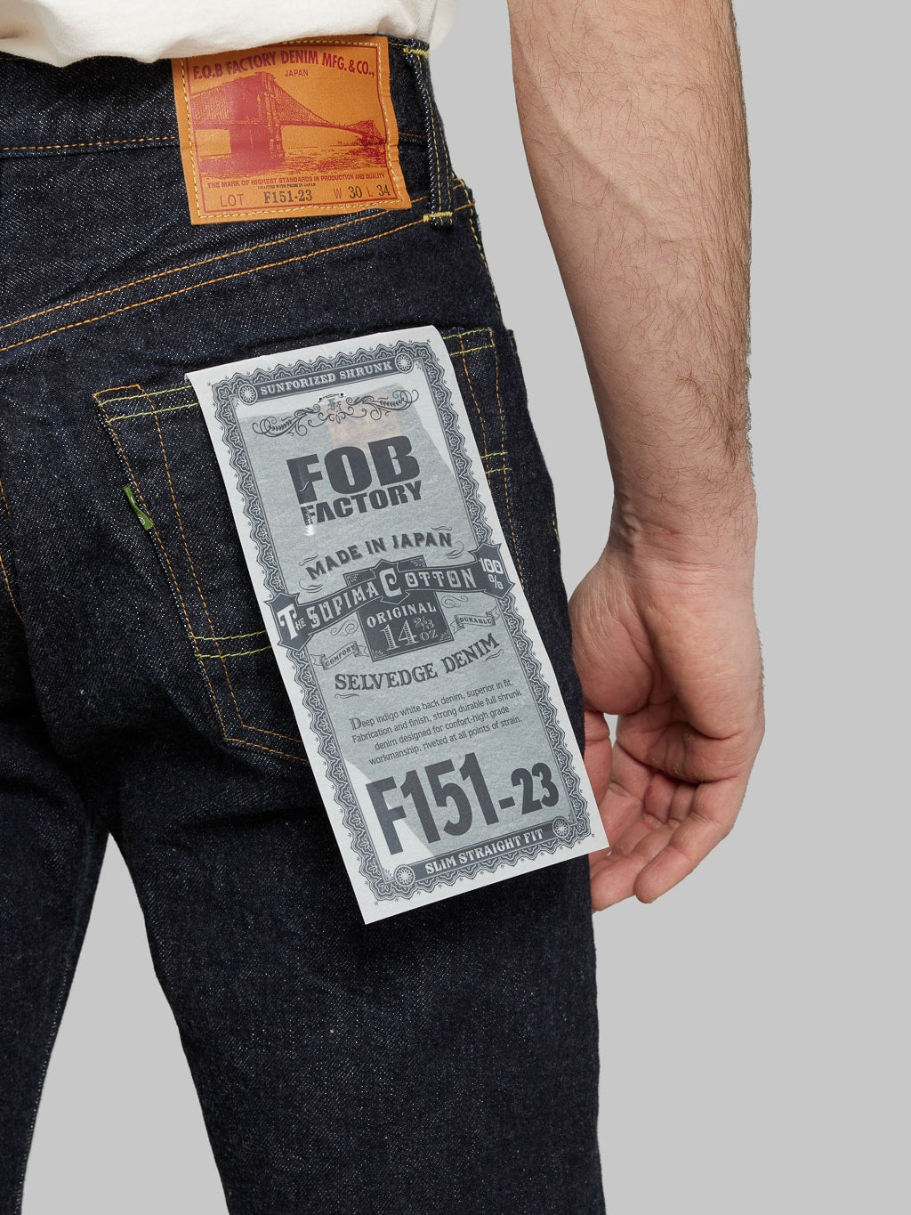 Fob factory slim straight denim jeans pocket flasher