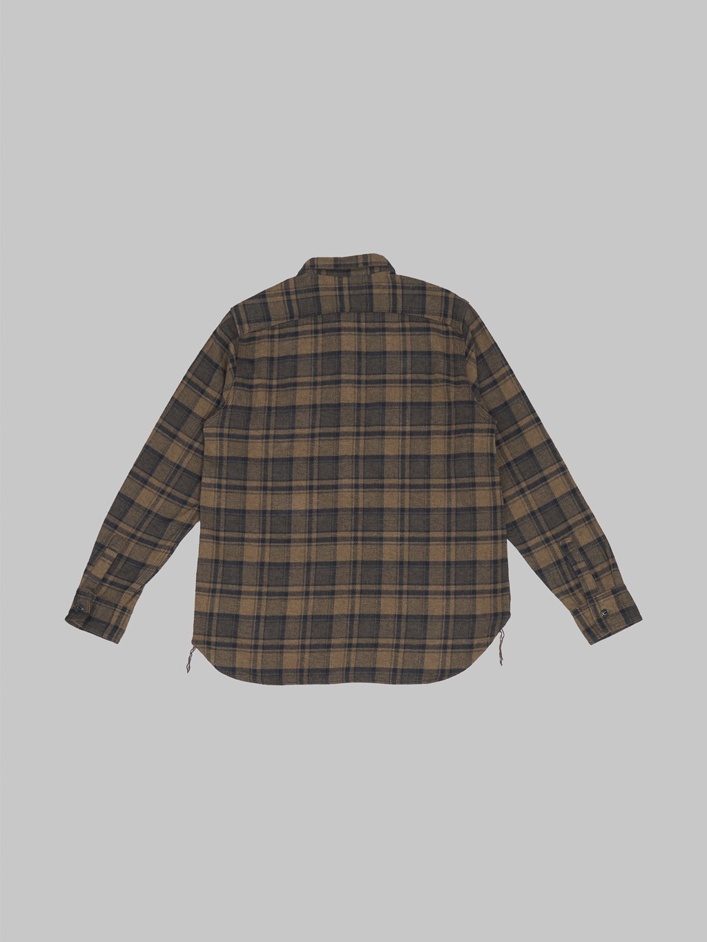 Fob Factory F3497 Nel Check Work flannel Shirt Brown back