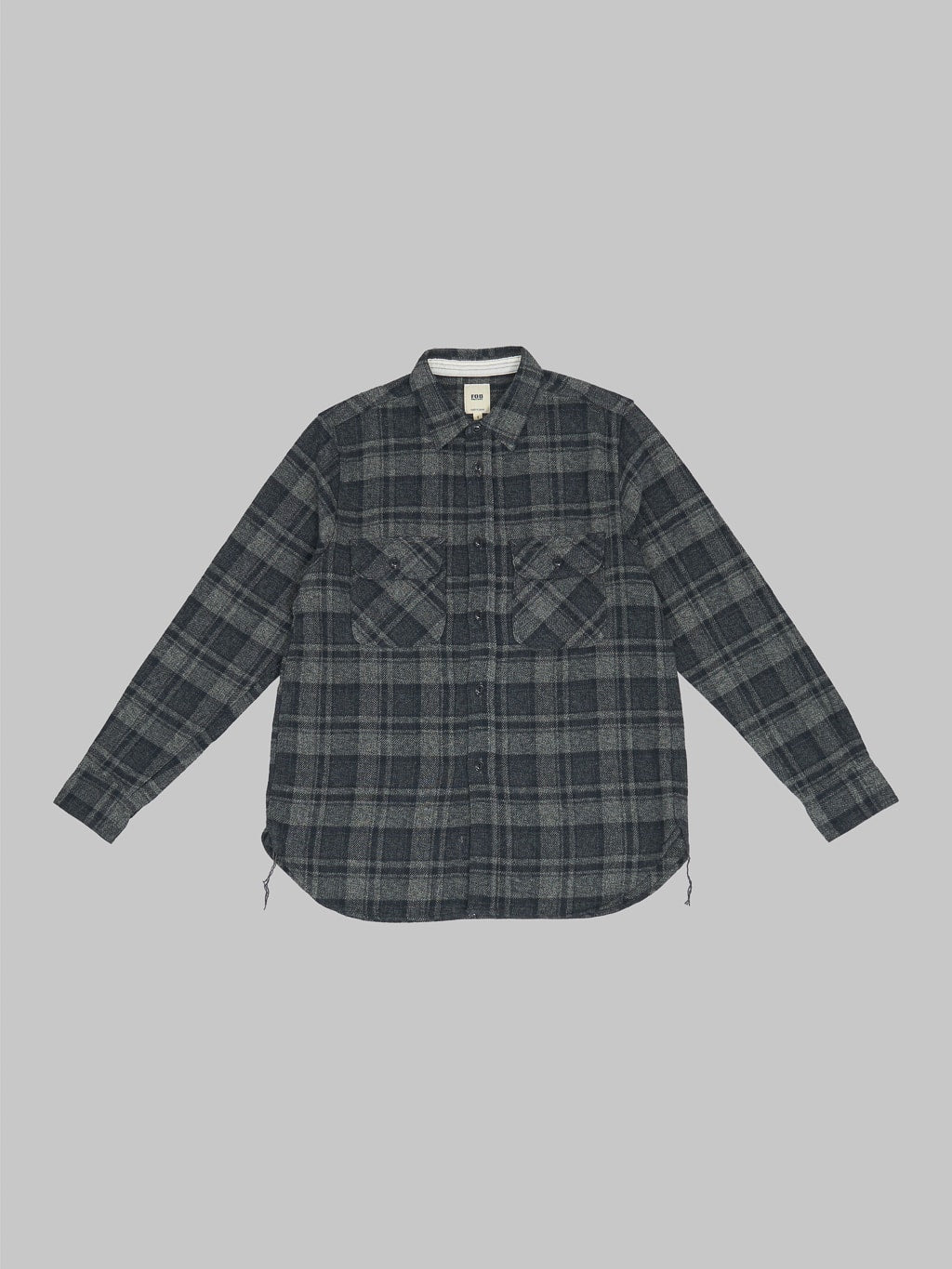 Fob Factory F3497 Nel Check Work flannel Shirt grey front