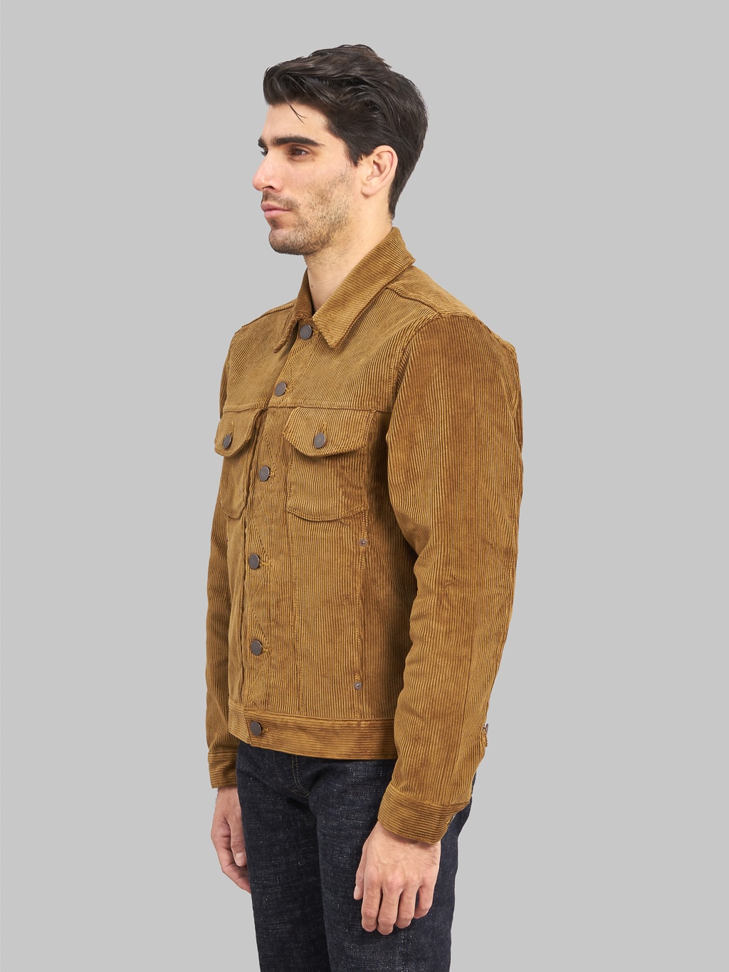 Freenote Cloth Classic Jacket Gold Corduroy  model side fit