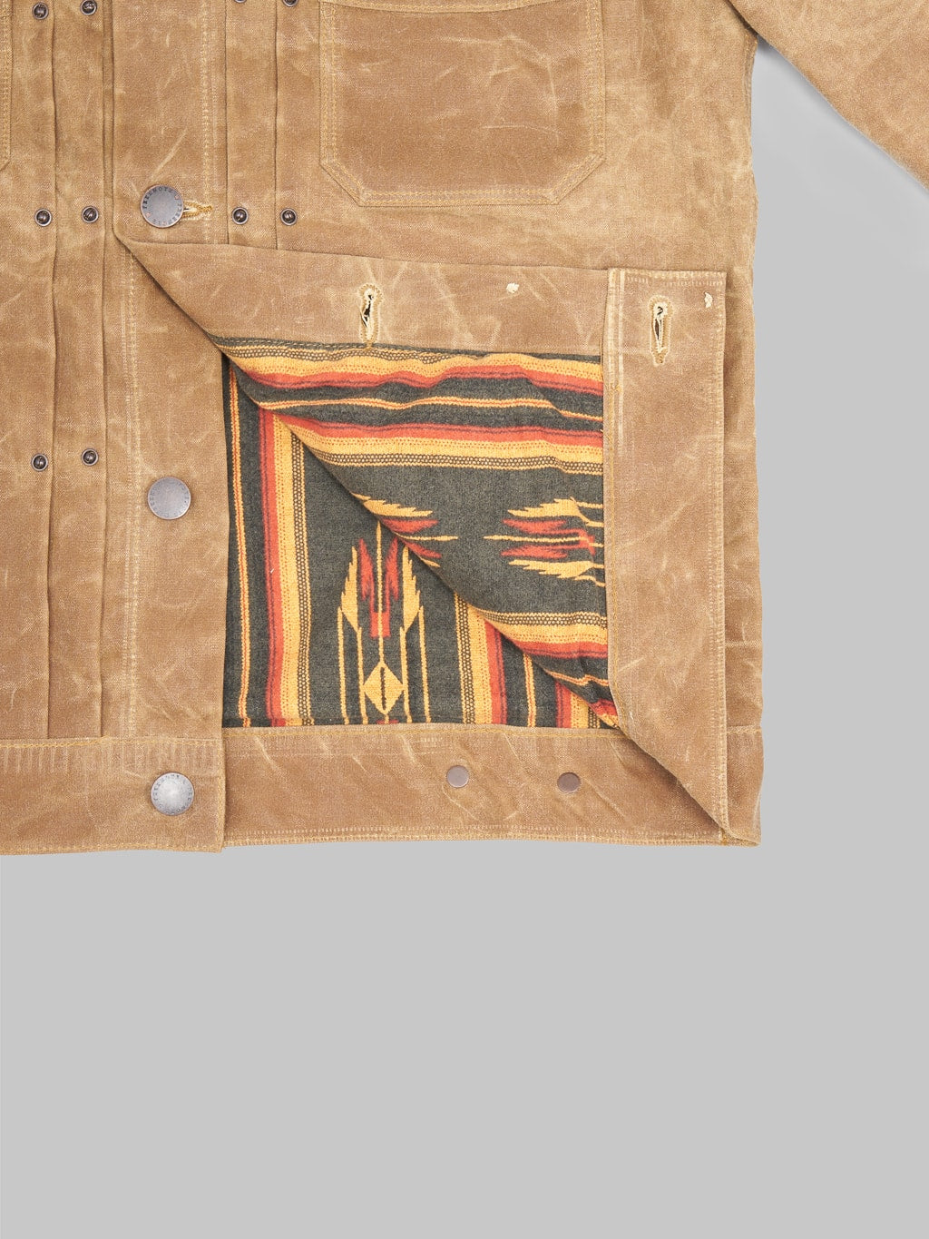 Freenote Cloth Riders Jacket Waxed Canvas Rust interior