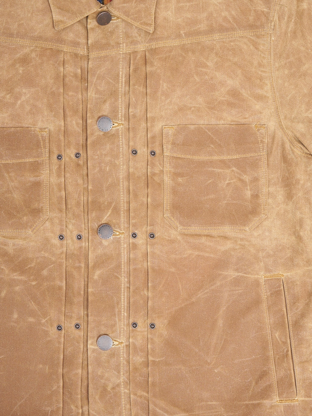 Freenote Cloth Riders Jacket Waxed Canvas Rust fabric texture