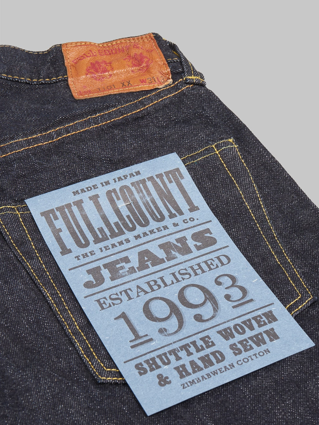 Fullcount 1101XXW regular Straight selvedge Jeans pocket flasher
