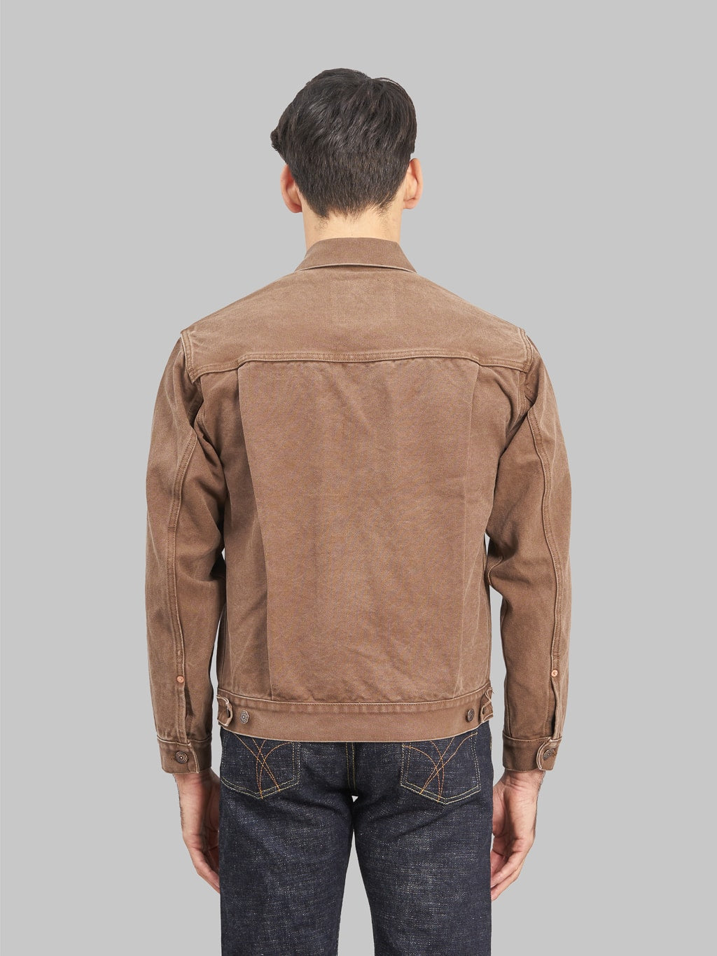 Fullcount 2035 Type 2 Paraffin Canvas brown Jacket back fit