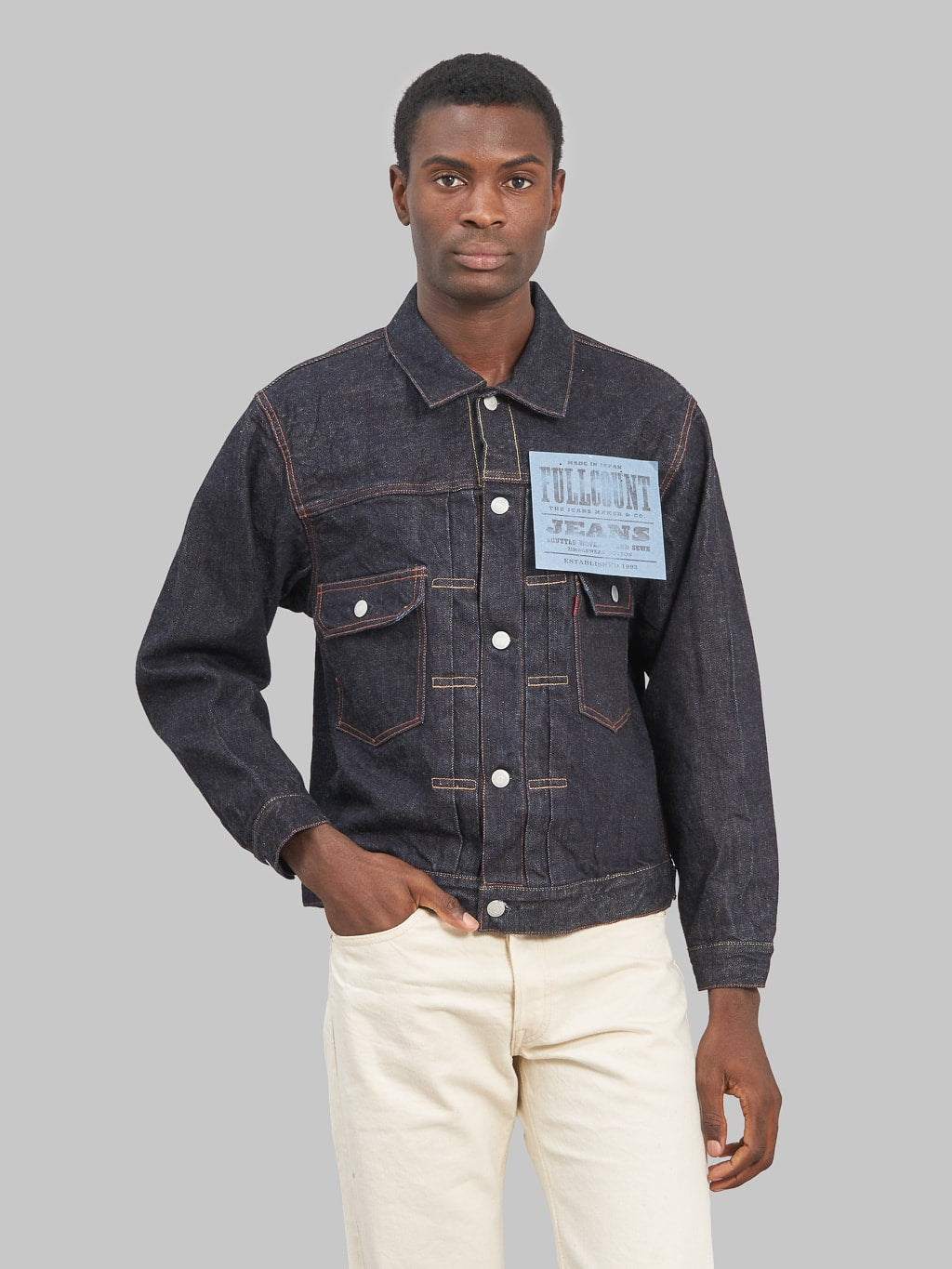 Fullcount 2102XX Type II Denim Jacket model front look
