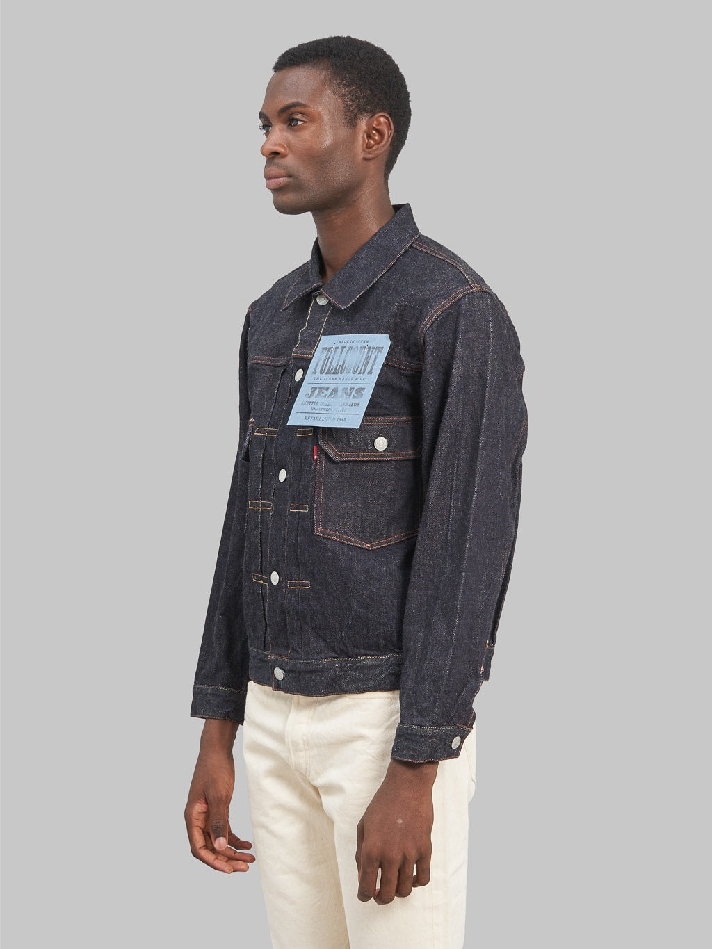 Fullcount 2102XX Type II Denim Jacket model side fit