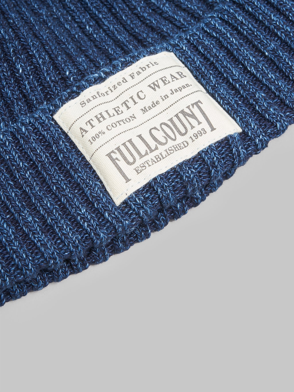 Fullcount Rib Watch Cap Indigo brand tag