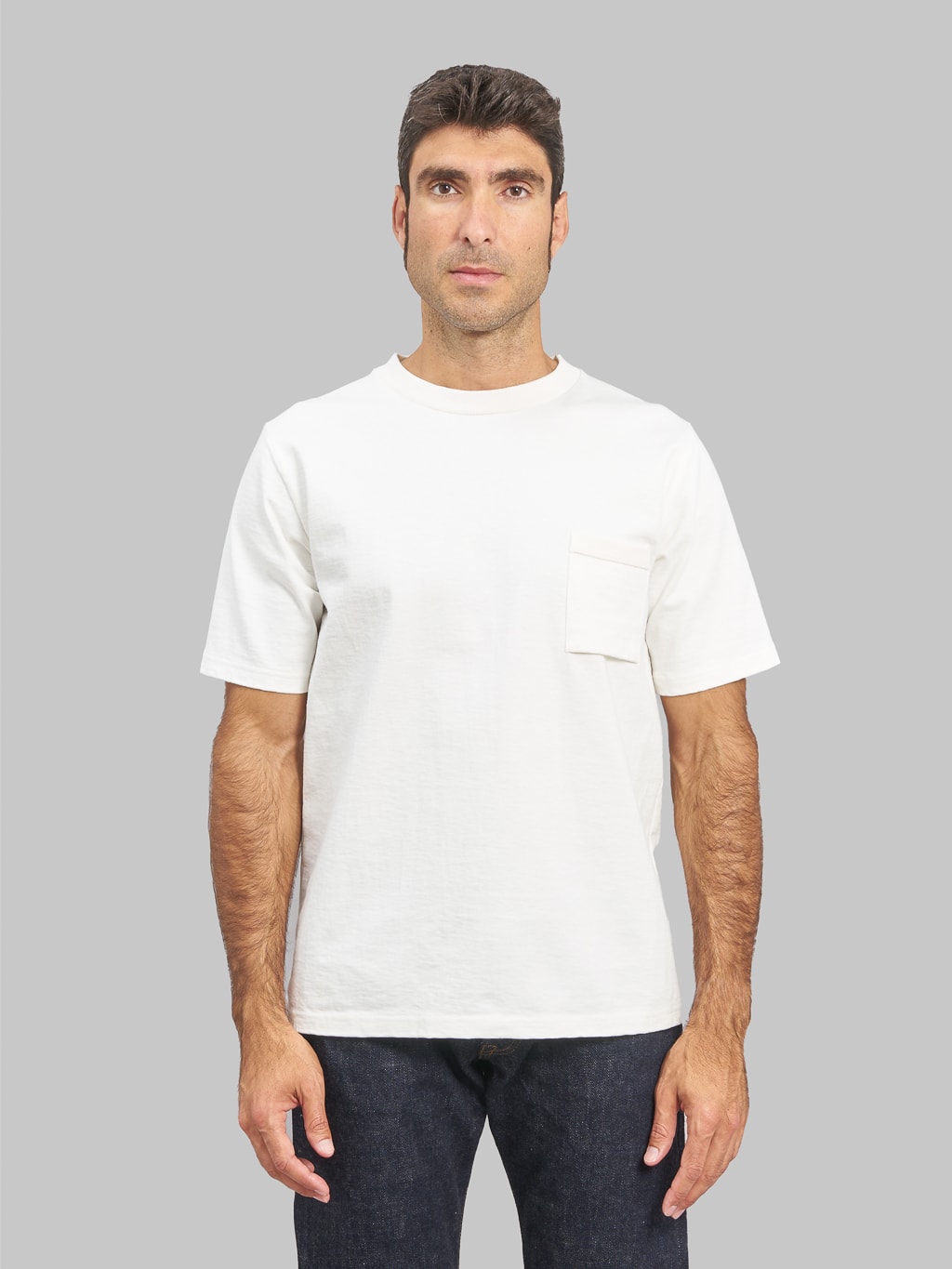 Jackman Dotsume Pocket loopwheel TShirt Off White relaxed fit