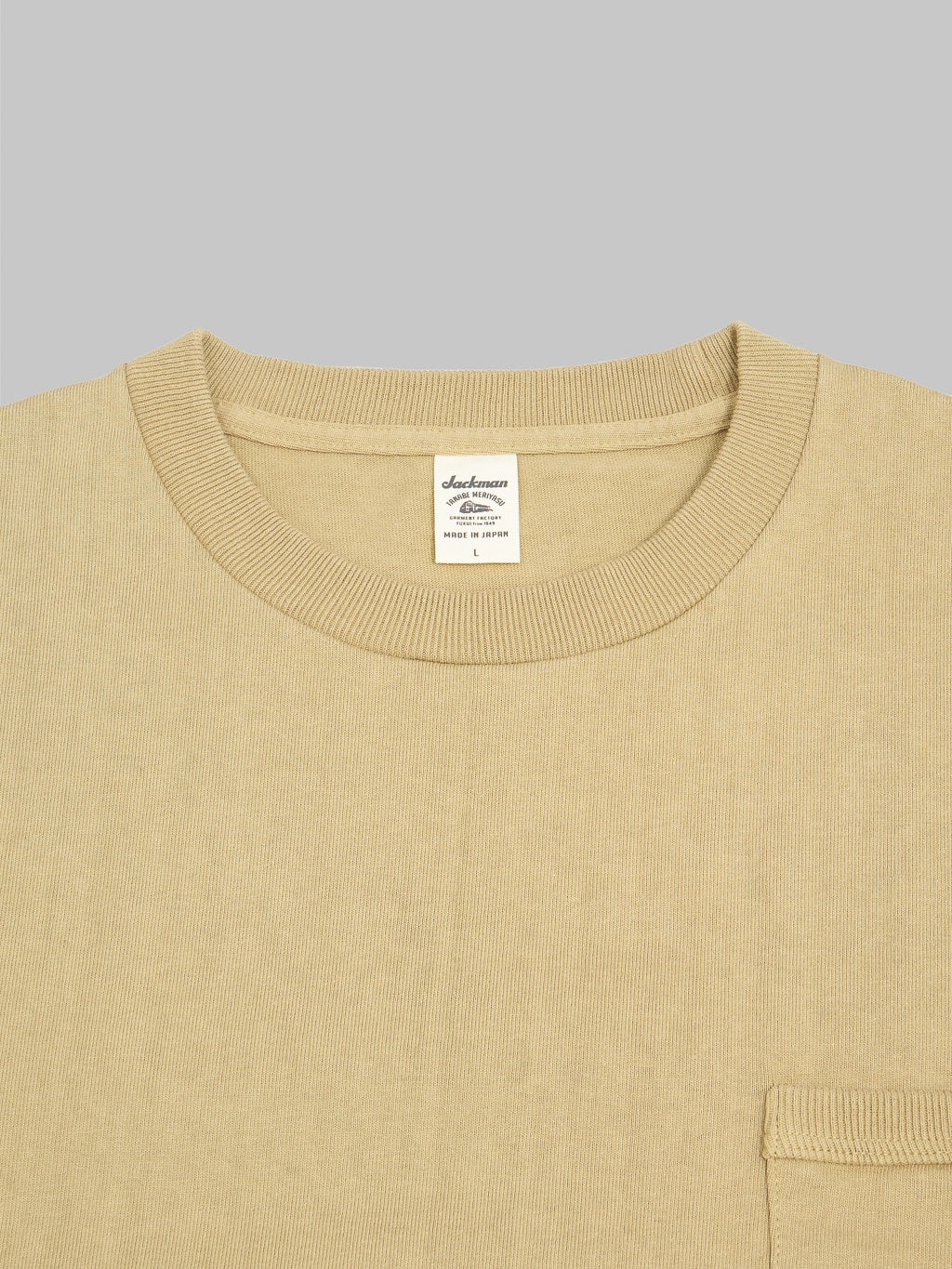 Jackman Dotsume Pocket loopwheel TShirt hard butter collar