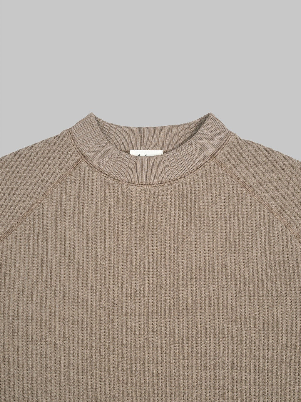 Jackman Waffle Midneck Sweater Taupe collar details