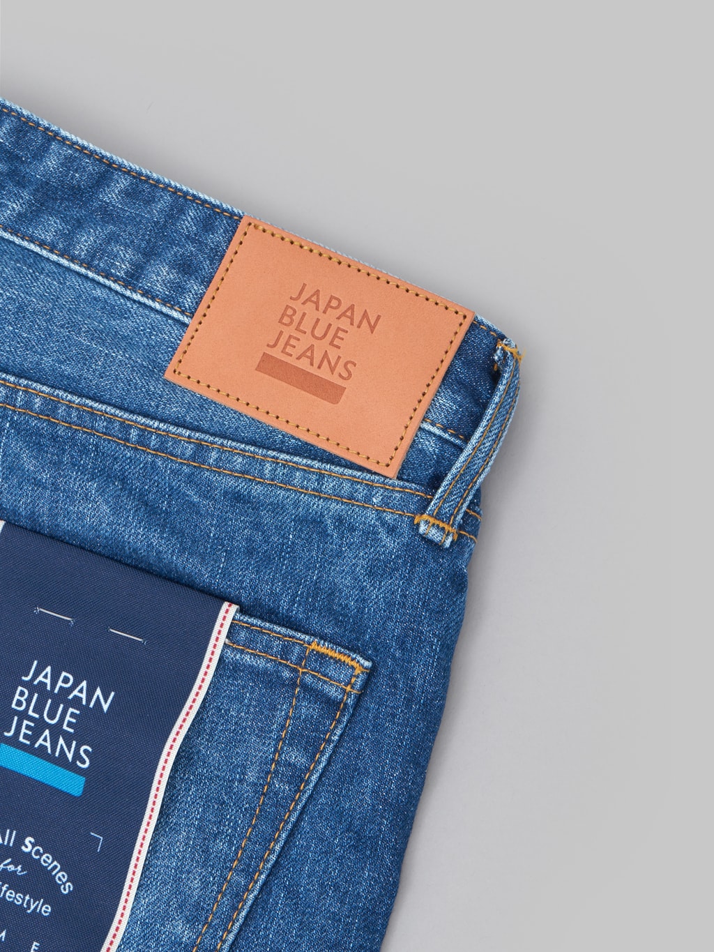 Japan Blue J201 MID US Cotton Circle Washed Tapered selvedge Jeans patch