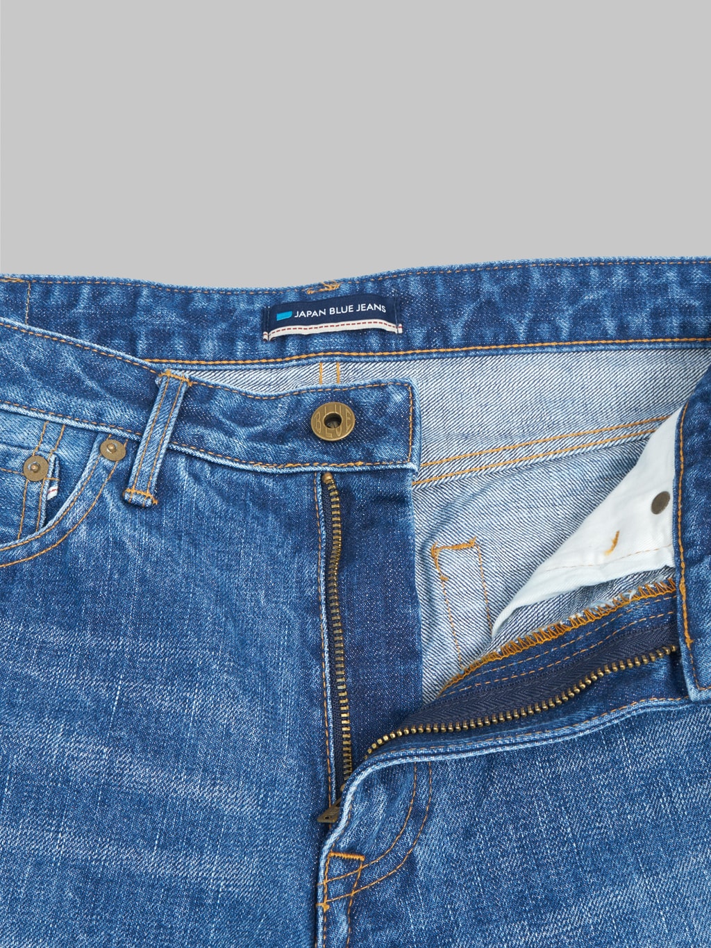 Japan Blue J201 MID US Cotton Circle Washed Tapered selvedge Jeans zip