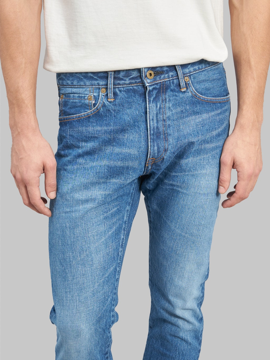 Japan Blue J201 MID US Cotton Circle Washed Tapered selvedge Jeans waist