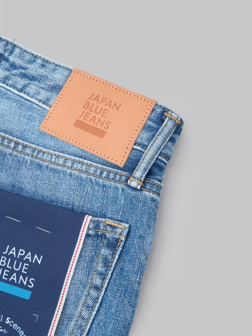 Japan Blue J304 Africa cotton Stonewashed Straight Jeans leather patch