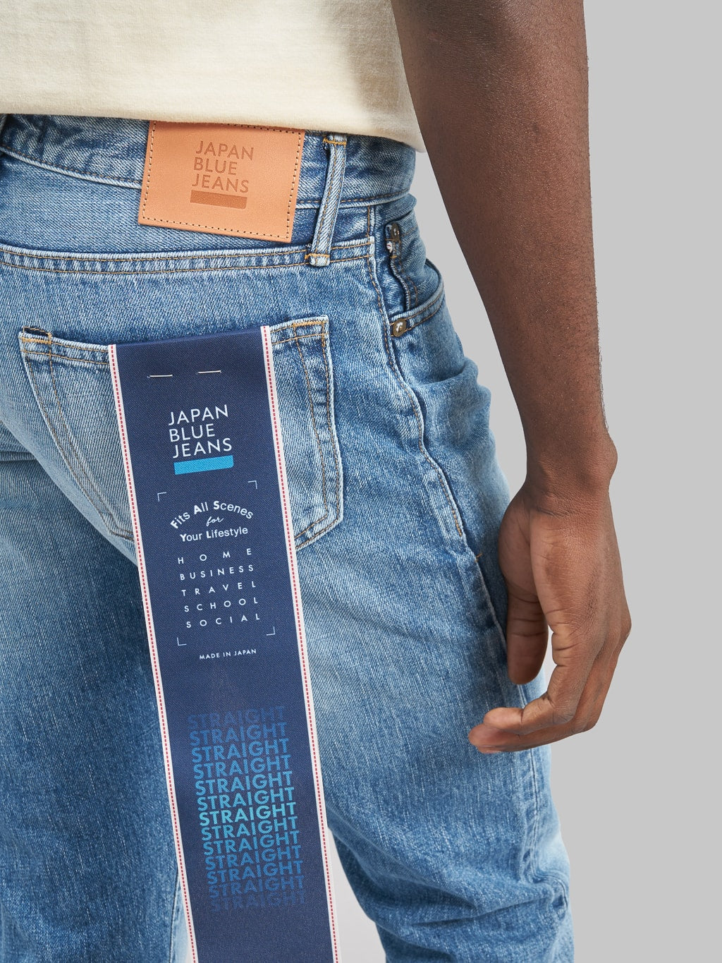 Japan Blue J304 Africa cotton Stonewashed Straight Jeans back pocket