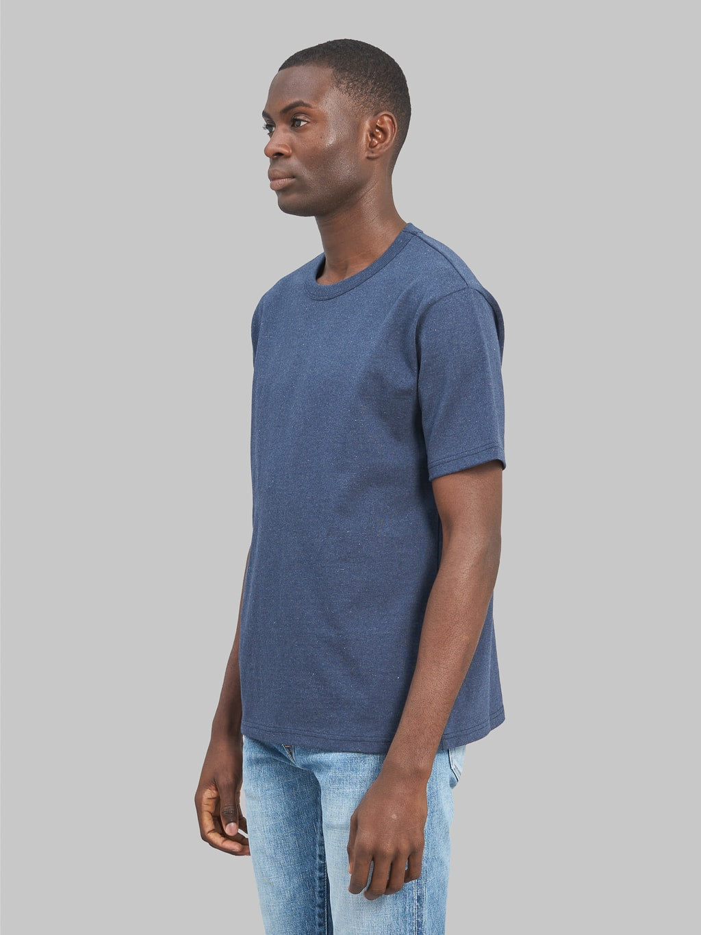 Japan Blue Recycled Denim Tshirt Dark Indigo side look