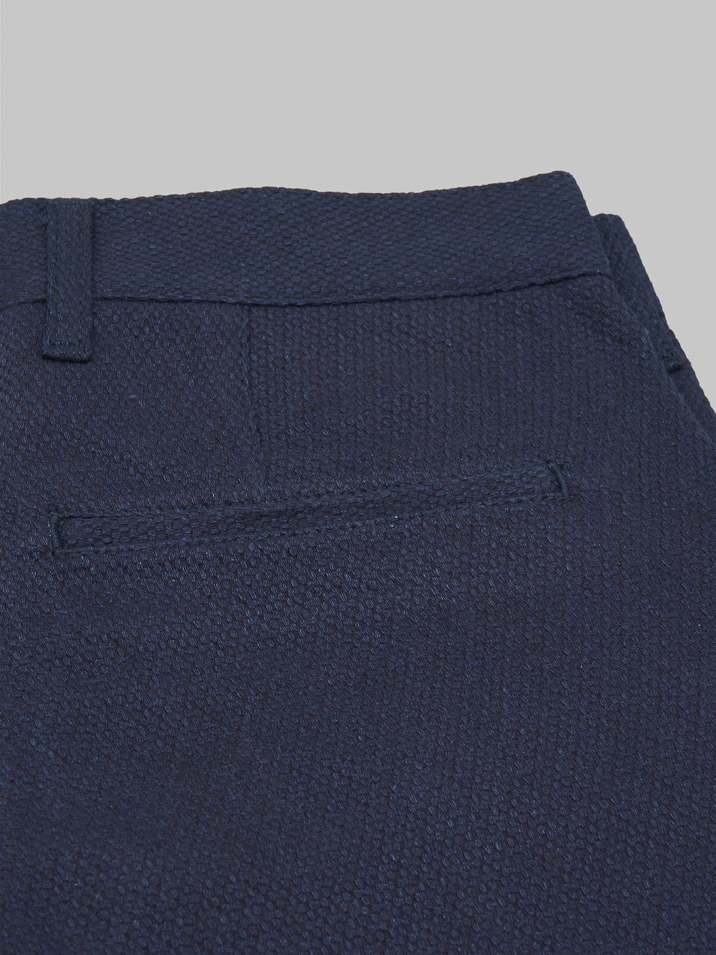 Japan Blue sashiko indigo jacquard shorts back details