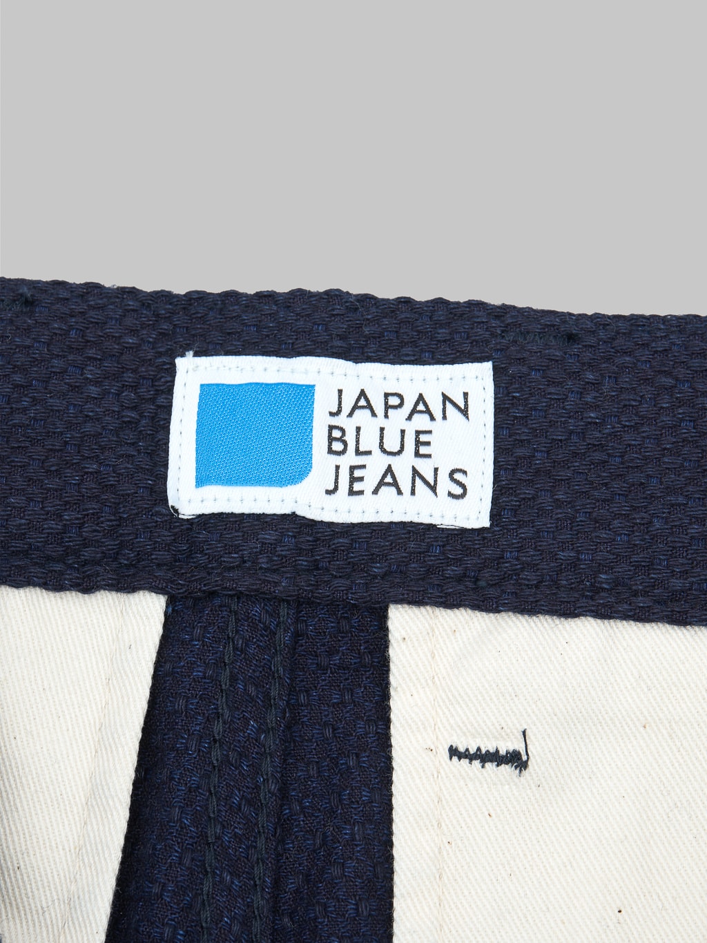 Japan Blue sashiko indigo jacquard shorts interior label
