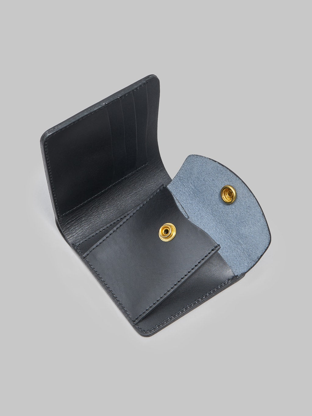 Kobashi Studio premium Leather Fold Wallet Black open