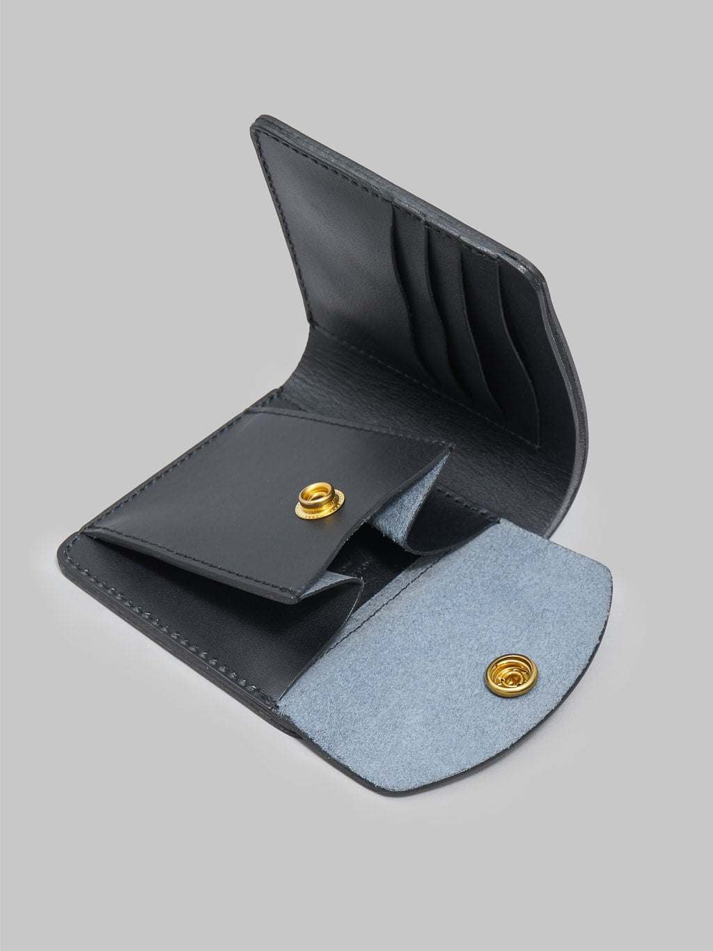 Kobashi Studio premium Leather Fold Wallet Black inside details