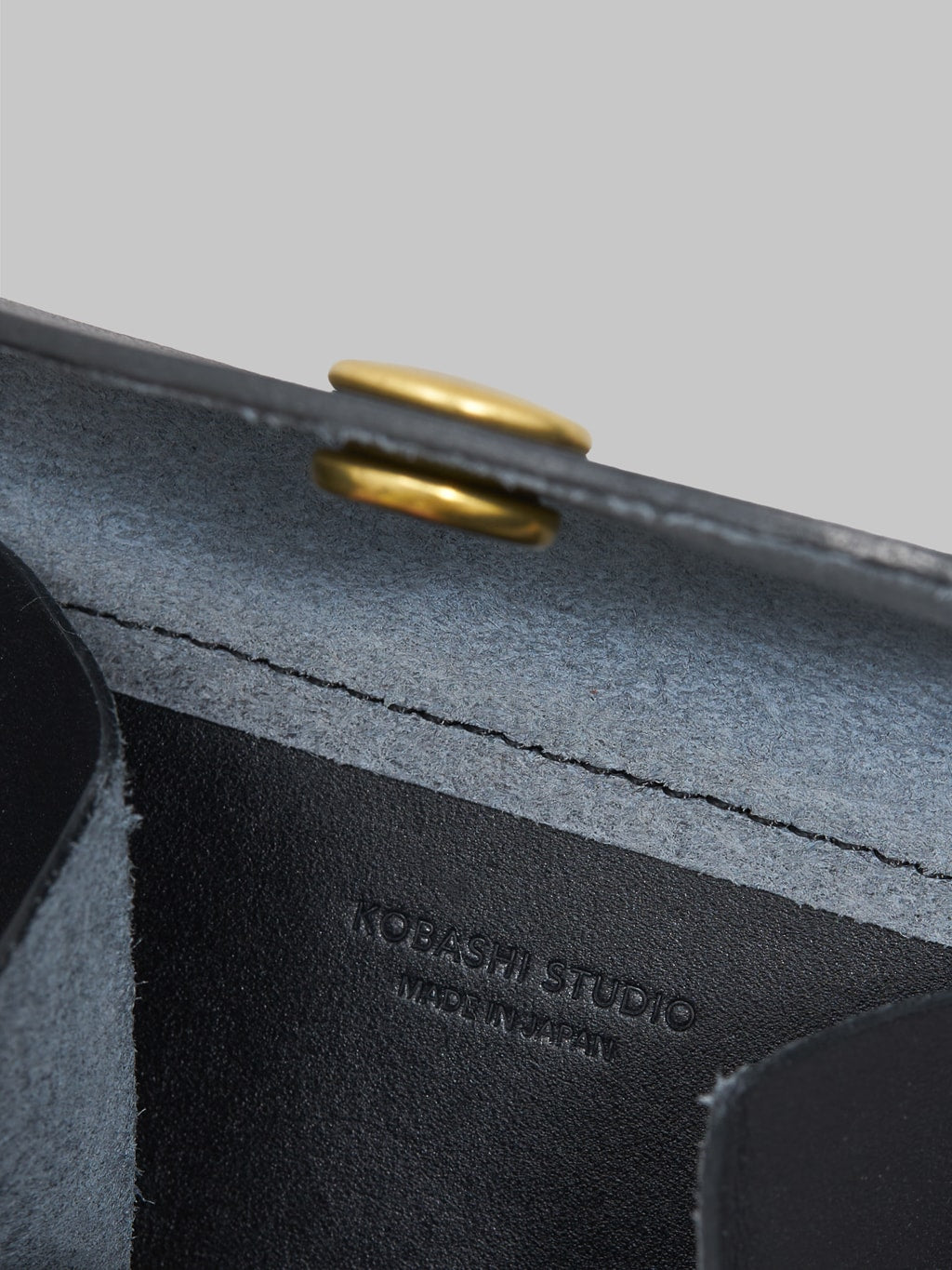 Kobashi Studio premium Leather Fold Wallet Black texture interior