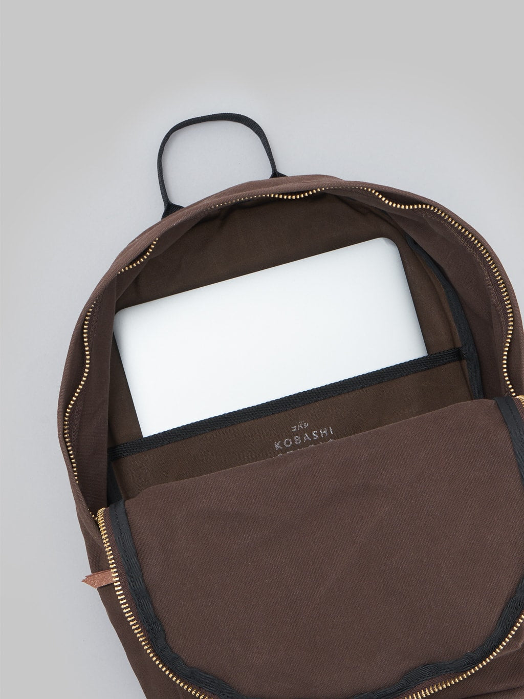 Kobashi Studio Standard Backpack Brown interior pocket