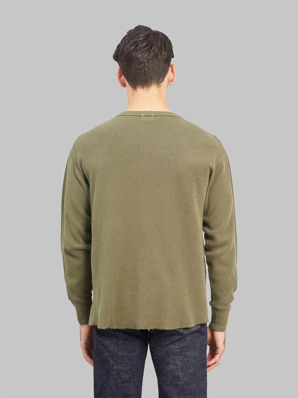 Loop & Weft Double Face Hex Honeycomb Crewneck Thermal Army Olive