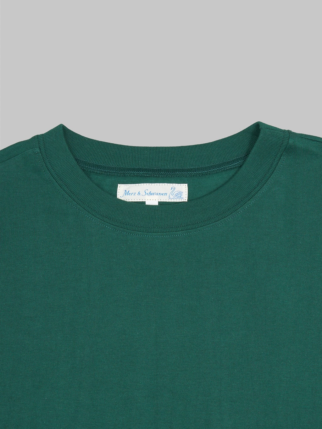 Merz b Schwanen 1950s Loopwheeled Classic TShirt green collar closeup